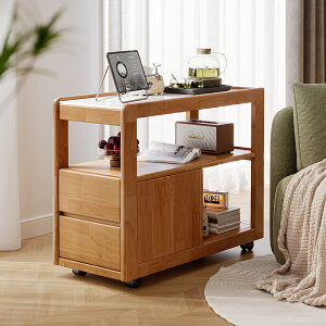 無垢の木のソファーの端のキャビネット岩の板の側の端の数は車輪を持って北欧の小さい坪型の応接間は移働することができます小さいテーブルテーブルのナイトテーブル