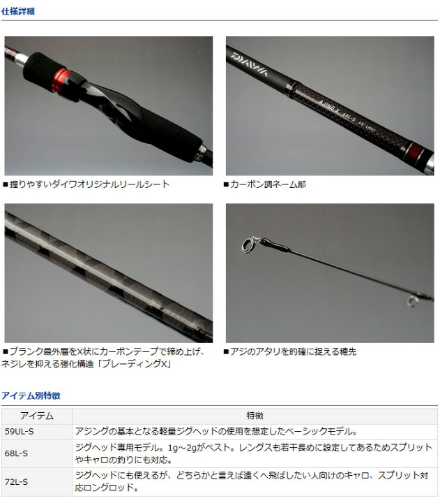 アジングロッド ダイワ アジング X 72L-S アジングロッド ダイワ アジング X 72L-S