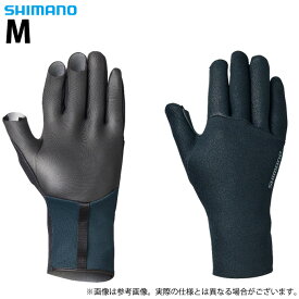 (c)【取り寄せ商品】 シマノ GL-011V (ブラック／M) ダブル クロロプレン グローブ 3 (手袋・フィッシングウェア／2022年秋冬モデル) /3本切り /22AW