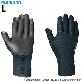(c)【取り寄せ商品】 シマノ GL-011V (ブラック／L) ダブル クロロプレン グローブ 3 (手袋・フィッシングウェア／2022年秋冬モデル) /3本切り /22AW