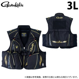 (c)【取り寄せ商品】 がまかつ GM2323 (3L／ブラック×ブラック) ゴアテックスインフィニアムTMウィンドストッパー(R) ハーフメッシュベスト (フィッシングウェア・鮎用品／2023年春夏モデル)