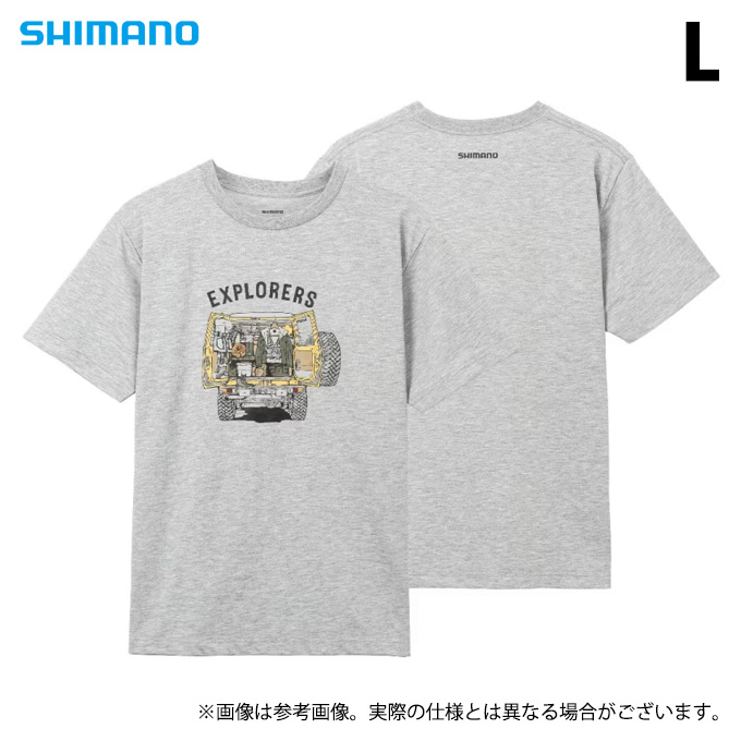 (5) シマノ <br>SH-005W (L／メランジグレー) <br>グラフィック 速乾 Tシャツ <br>(フィッシングウェア／2023年春夏モデル) <br> 23SS