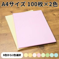 【送料無料】カラーコピー用紙 A4 100枚×2色 選べる2色セット 全8色 | チラシ プログラム 表紙 メニュー…