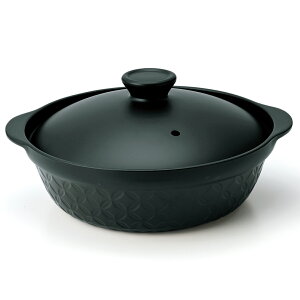 目止め不要 直火土鍋 9号 3〜4人用 小紋 TAMAKI|ホワイト ブラック|軽い 軽量 サーマテック|おしゃれ かわいい シンプル|ご飯 炊飯 土鍋ご飯|北欧・韓国・台湾風|火鍋 陶器 お鍋 クレイ