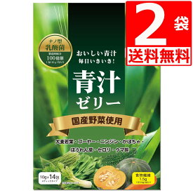 青汁ゼリー リンゴ味 2袋（10g×28包） スティックタイプ 乳酸菌 国産野菜使用 アップル味
