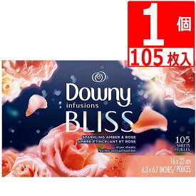 ダウニーシート 柔軟剤シート インフュージョン アンバーアンドローズ 105枚×1個 静電気対策 Downy Sheets Amber Rose 衣類乾燥機用 ドライヤーシート Infusion 【送料無料】