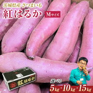 [市場からお届け] さつまいも 紅はるか 5kg / 10kg / 15kg 茨城県産 18～22本前後 Mサイズ 送料無料