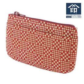 印伝 【甲州印伝 印傳屋 上原勇七】 1002 財布 小銭入れ 小物入れ【1002 変わり市松小 赤地×白漆】 男性用 メンズ 女性用 レディース 鹿革 本革 レザー シンプル 和柄 【特注カラー】【YM02】
