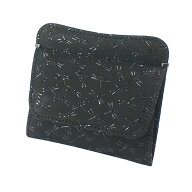 印伝 【甲州印伝 印傳屋 上原勇七】小銭入れ 薄型 財布【1208 とんぼ 黒地×黒漆】 男性用 メンズ 鹿革 …