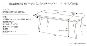 木製折りたたみこたつテーブル「BEAGLEビーグル」幅90cm1人〜2人用おしゃれコタツ省スペースローテーブル北欧ナチュラルシンプル【送料無料】