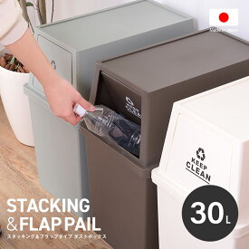 フタ付き ダストボックス 30L 日本製 ごみ箱 ゴミ箱 30リットル ペール スタッキング 重ねられる 積み重ね キャスター付き スリム キッチン カウンター下 分別 蓋付き 省スペース おしゃれ シンプル 北欧風 白[ld]