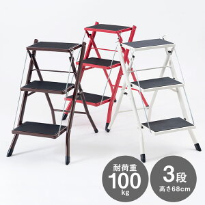 折りたたみ ステップ台 踏み台 3段 頑丈なスチール製 脚立 耐荷重100kg 折り畳み 軽量 スリム コンパクト 省スペース チェア スツール ディスプレイ キッチン シンプル スタイリッシュ かっこ