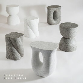 [レビュー特典]テラゾー柄 サイドテーブル 丸 円形 ミニテーブル ベッドサイドテーブル 寝室 玄関 ディスプレイ 観葉植物 スタンド 小物置き 大理石 ストーン おしゃれ モダン 韓国風 海外風 無機質 モノトーン 白 黒 AST-60 AST-61 AST-62[ld]