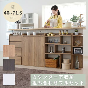 カウンター下収納 薄型 ミニ キャビネット ミニ チェスト 4点 セット 幅162 〜 194 奥行22 高さ80 伸縮ラック コーナー ラック 突っ張り 組み合わせ 木製