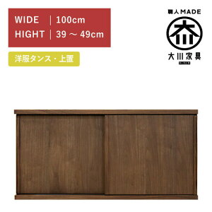 洋服タンス スライド ワードローブ 上置き 幅100(高さ39cm?49cm) ウォールナット 板扉 木製 桐 大川家具 丸田木工 ミンクス Minx