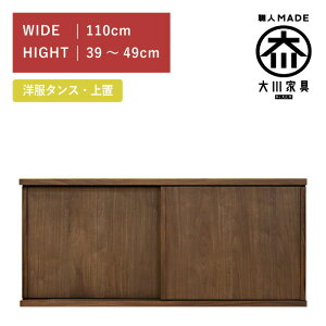 洋服タンス スライド ワードローブ 上置き 幅110(高さ39cm?49cm) ウォールナット 板扉 木製 桐 大川家具 丸田木工 ミンクス Minx