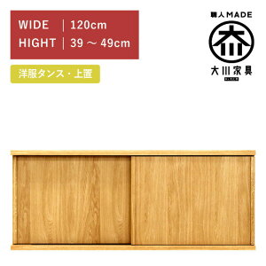 洋服タンス スライド ワードローブ 上置き 幅120(高さ39cm?49cm) ホワイトオーク 板扉 木製 桐 大川家具 丸田木工 ミンクス Minx