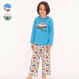 【15％OFFクーポン&ポイント5倍！】【スーパーセール期間限定】子供服 Kids Foret (キッズフォーレ) 働く車長袖パジャマ 90cm～140cm B13702