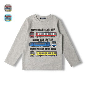 【全品10％OFFクーポン配布中！1/16　01：59まで】子供服 moujonjon (ムージョンジョン) 日本製京急電鉄電車プリント長袖Tシャツ・ロンT 100cm 110cm 120cm 130cm キッズ 男の子 F50813