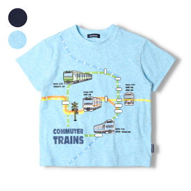 【4/30までP10倍！】子供服 moujonjon (ムージョンジョン) 日本製在来線電車路線図半袖Tシャツ 90cm～130cm F32811