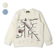 【25秋冬セール40％OFF】子供服 Hungry Heart (ハングリーハート) 名鉄電車路線図プリント裏毛トレーナー…