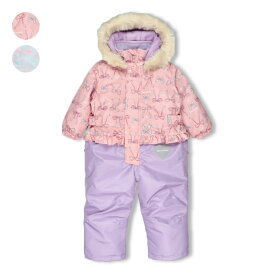 【全品10％OFFクーポン配布中！1/16　01：59まで】【25秋冬セール30％OFF】子供服 moujonjon (ムージョンジョン) リボン柄切替スノーコンビ・スキーウェア 90cm 95cm 100cm 110cm 120cm M64782