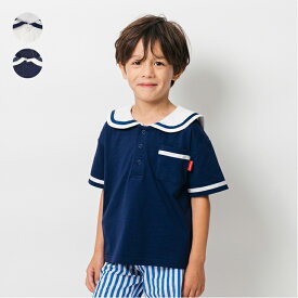 【25夏セール40％OFF】子供服 moujonjon (ムージョンジョン) セーラー衿半袖Tシャツ 80cm 90cm 100cm 110cm 120cm M34500