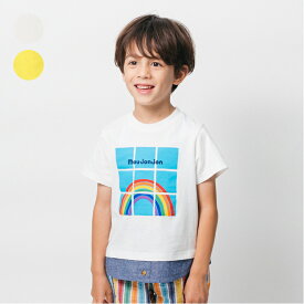 【25夏セール30％OFF】子供服 moujonjon (ムージョンジョン) レインボープリント半袖Tシャツ 80cm 90cm 100cm 110cm 120cm 130cm 140cm M34807
