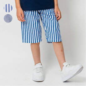 【25夏セール30％OFF】子供服 moujonjon (ムージョンジョン) ダンガリー無地・ストライプ柄ハーフパンツ 90cm 100cm 110cm 120cm 130cm 140cm M35102