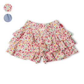 【25夏セール20％OFF】子供服 moujonjon (ムージョンジョン) 小花柄・無地ダンガリーフリルショートパンツ 80cm 90cm 100cm 110cm 120cm M45140