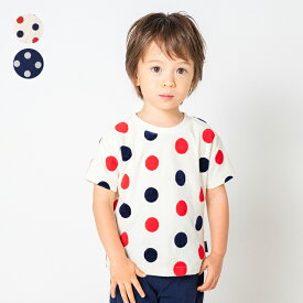 【子供服】 moujonjon (ムージョンジョン) 水玉・ドット柄ジャガード半袖Tシャツ 80cm～140cm M32800