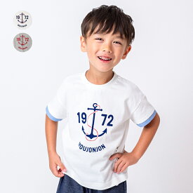 【24夏セール10%OFF】子供服 moujonjon (ムージョンジョン) アンカープリント半袖Tシャツ 80cm～140cm M32803