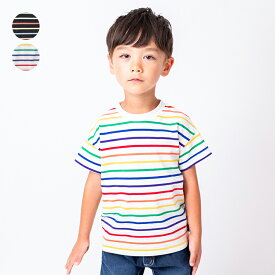 【子供服】 moujonjon (ムージョンジョン) カラフルボーダー半袖Tシャツ 80cm～140cm M32807