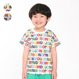 子供服 moujonjon (ムージョンジョン) 日本製ロゴプリント総柄半袖Tシャツ 80cm～140cm M32811