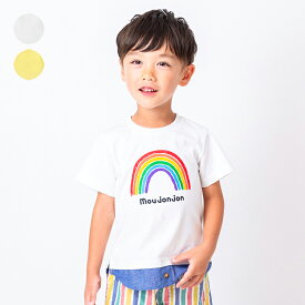 【4/30までP10倍！】子供服 moujonjon (ムージョンジョン) レインボープリント半袖Tシャツ 80cm～140cm M32812