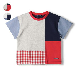 子供服 moujonjon (ムージョンジョン) 切替レトロ配色半袖Tシャツ80cm～140cm M32813