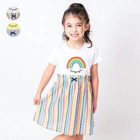 子供服 moujonjon (ムージョンジョン) レインボープリント切替半袖ワンピース 80cm～140cm M42307