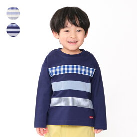 【4/30までP10倍！】子供服 moujonjon (ムージョンジョン) 配色切替長袖Tシャツ 80cm～140cm M12800