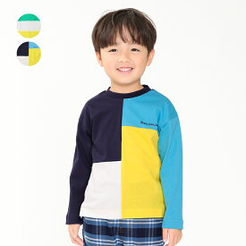 子供服 moujonjon (ムージョンジョン) 切替長袖Tシャツ・ロンT 80cm 90cm 100cm 110cm 120cm 130cm 140cm キッズ 男の子 M12805