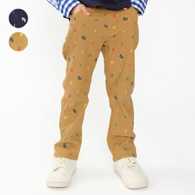 【25春セール30％OFF】子供服 moujonjon (ムージョンジョン) ロゴ柄ツイル長パンツ・長ズボン 90cm 100cm 110cm 120cm 130cm 140cm M15005