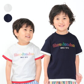 【子供服】 moujonjon (ムージョンジョン) カラフルロゴプリント半袖Tシャツ 80cm～140cm M32809