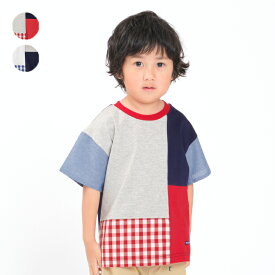 【子供服】 moujonjon (ムージョンジョン) 切替レトロ配色半袖Tシャツ80cm～140cm M32813