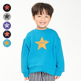 【15％OFFクーポン&ポイント5倍！】【スーパーセール期間限定】子供服 moujonjon (ムージョンジョン) 【ネット限定】裏起毛星プリントトレーナー 90cm～140cm M50651