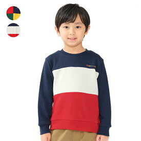 【全品10％OFFクーポン配布中！1/16　01：59まで】【25秋冬セール20％OFF】子供服 moujonjon (ムージョンジョン) 配色切替裏毛トレーナー・スウェット 80cm 90cm 100cm 110cm 120cm 130cm 140cm M54603
