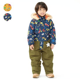【全品10％OFFクーポン配布中！1/16　01：59まで】【25秋冬セール30％OFF】子供服 moujonjon (ムージョンジョン) 働く車柄スノーコンビ・スキーウェア 90cm 95cm 100cm 110cm 120cm M54781
