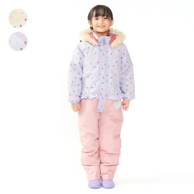 【全品10％OFFクーポン配布中！1/16　01：59まで】【25秋冬セール30％OFF】子供服 moujonjon (ムージョンジョン) ハート柄切替スノーコンビ・スキーウェア 90cm 95cm 100cm 110cm 120cm M64781