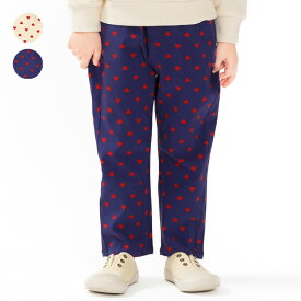 【25秋冬セール50％OFF】子供服 moujonjon (ムージョンジョン) ハート総柄のびのびツイル長パンツ・長ズボン 90cm 100cm 110cm 120cm 130cm 140cm M65004