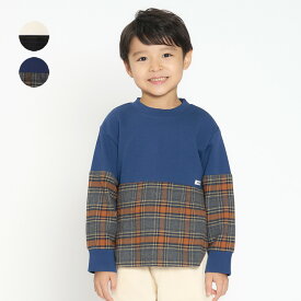 【23秋冬セール30%OFF】 子供服 Daddy Oh Daddy (ダディオダディ) チェック切替裏毛トレーナー・スウェット 90cm 100cm 110cm 120cm 130cm 140cm キッズ 男の子 V50602