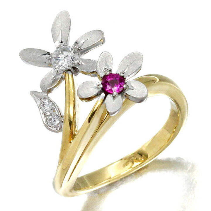 楽天市場】木内賢治 Kenji kiuchi K18YG/WG フラワーモチーフ ルビー  