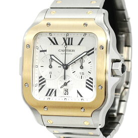 カルティエ Cartier サントス ドゥ カルティエ クロノグラフ XL W2SA0008 シルバー文字盤 SS/YG メンズ腕時計 自動巻き 40mm 男性 紳士 ビジネスマン ブランド 20代 30代 40代 50代